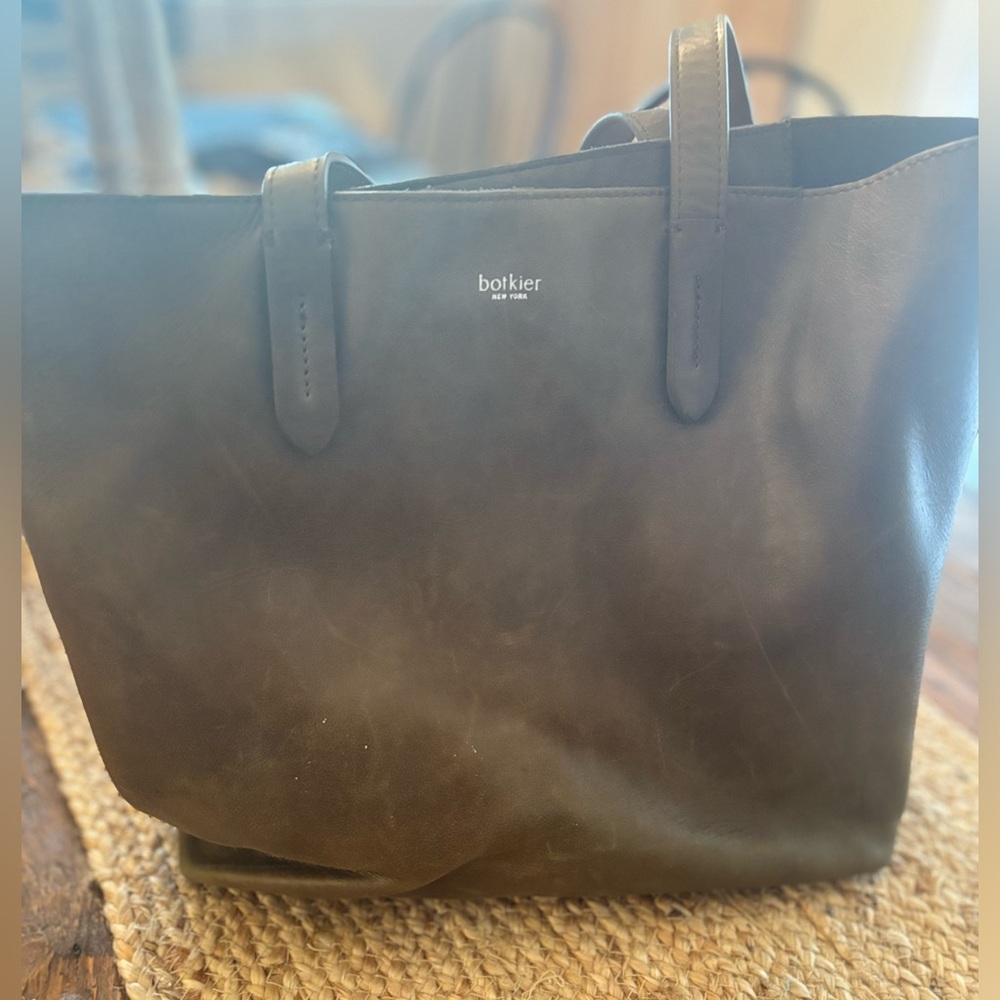 BOTKIER Highline Large Leather Tote in Pine Lepin Dark Green distressed